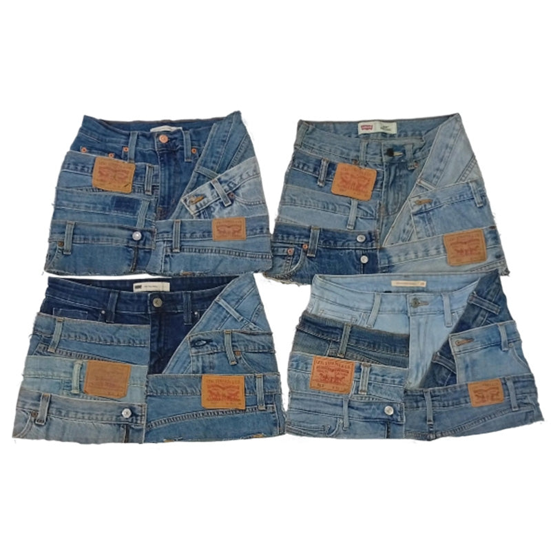 CR8622 UPCYCLED LEVI'S BELTED SKIRTS