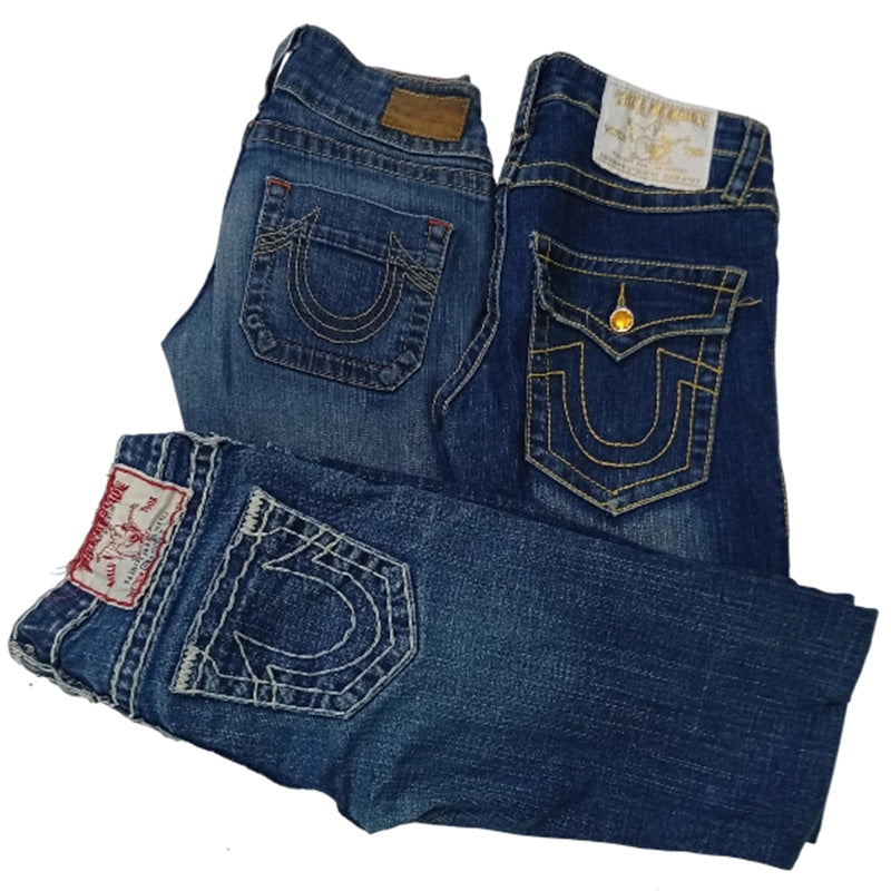 CR8613 VINTAGE TRUE RELIGION FLARE & STRAIGHT JEANS