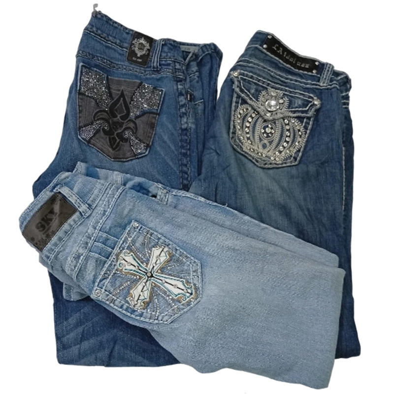 CR8549 Y2K FLARE & STRAIGHT JEANS