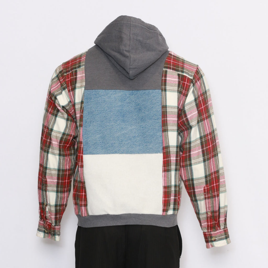 CR0021 Rework Hoodies With Flannel And Denim Patches