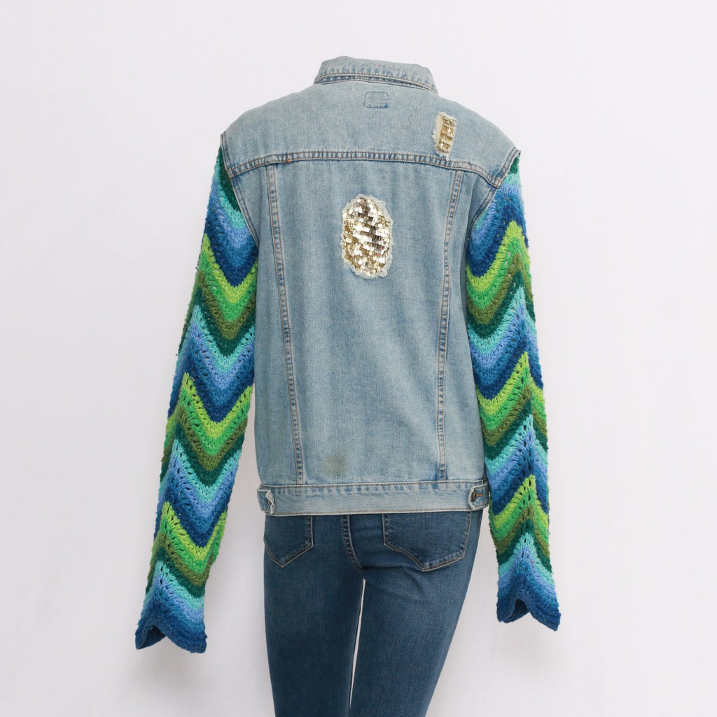 CR0022 Reworked Denim Jacket With Tapestry Patches