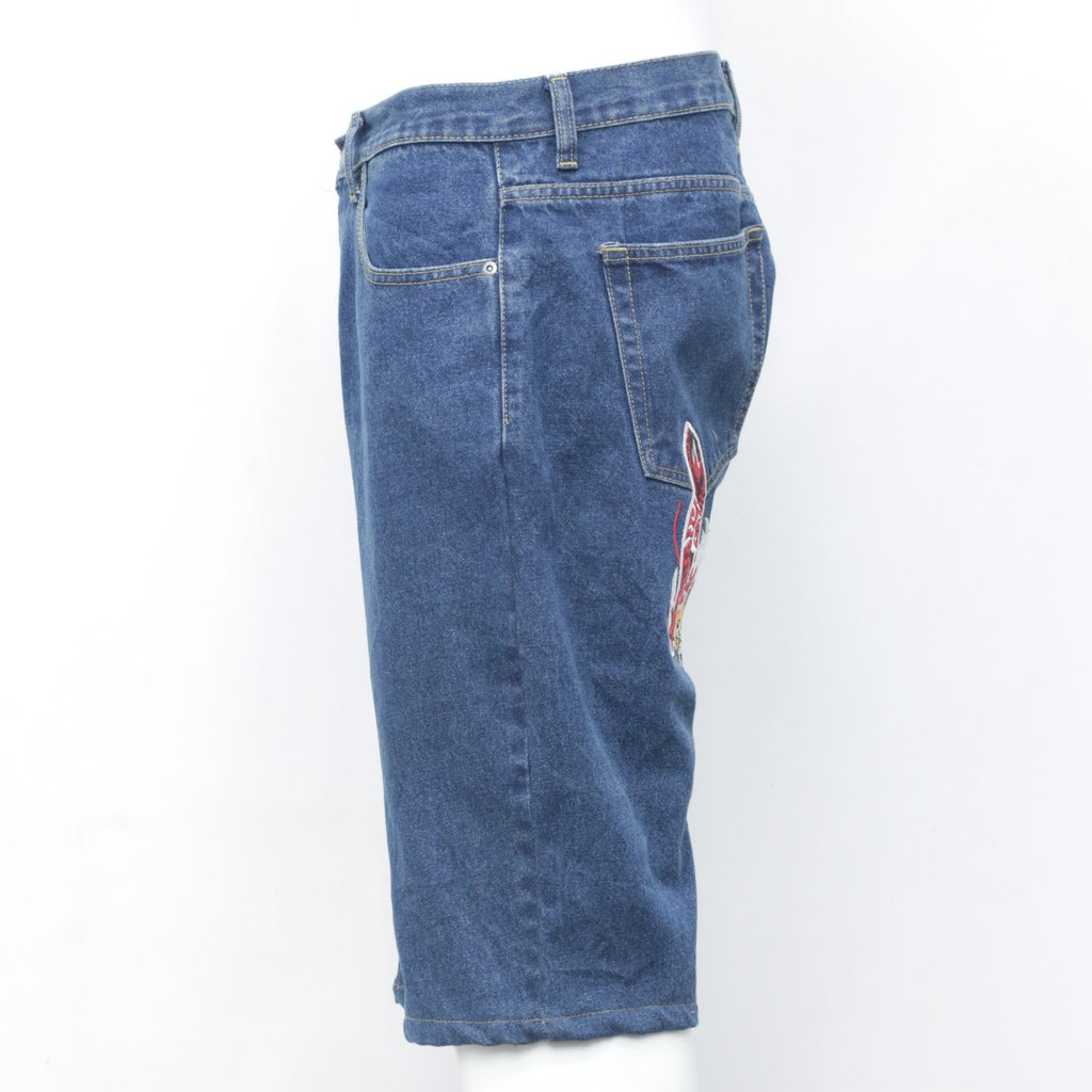 CR1999 Reworked Denim Shorts with Fish Embroidery