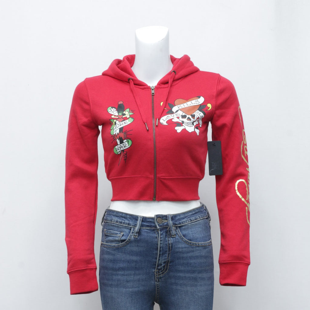 Vintage Edhardy Crop Hoodies For Women