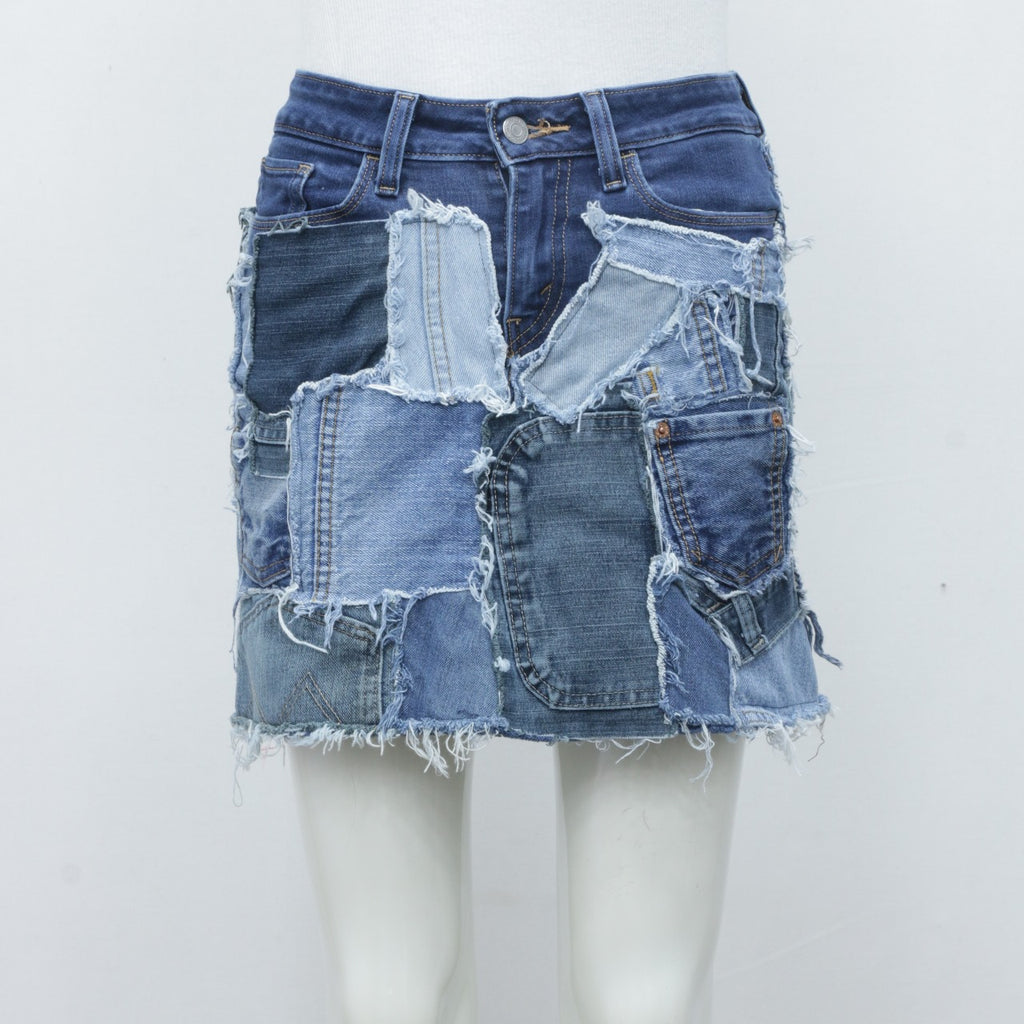 Reworked Levi's Denim Patchwork Mini Skirts