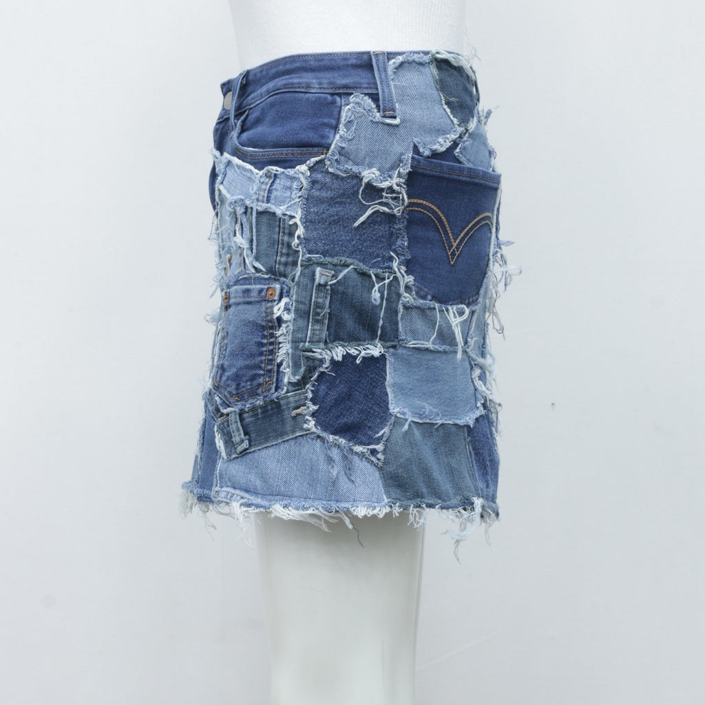 CR2060 Reworked Levi's Denim Patchwork Mini Skirts