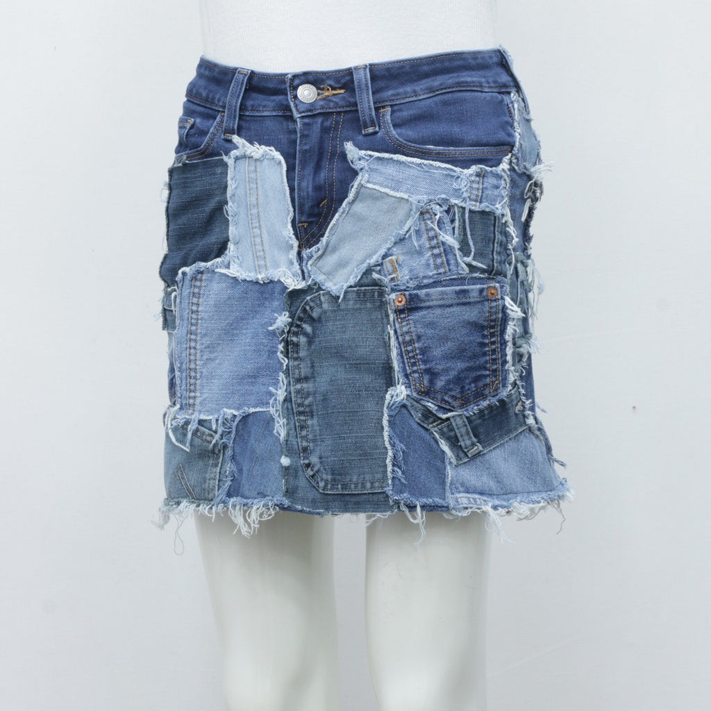 CR2060 Reworked Levi's Denim Patchwork Mini Skirts