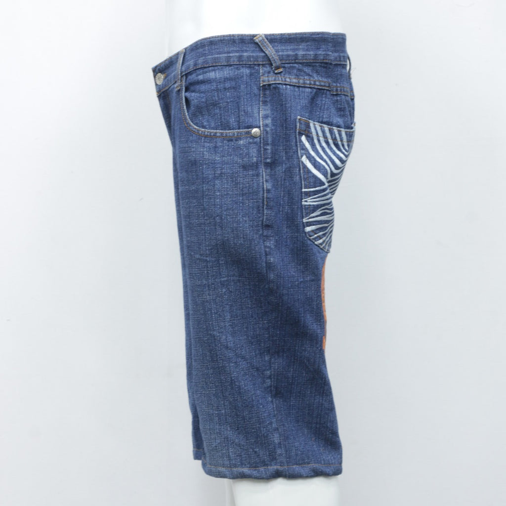 CR2110 Reworked Denim Shorts With Skull Embroidery