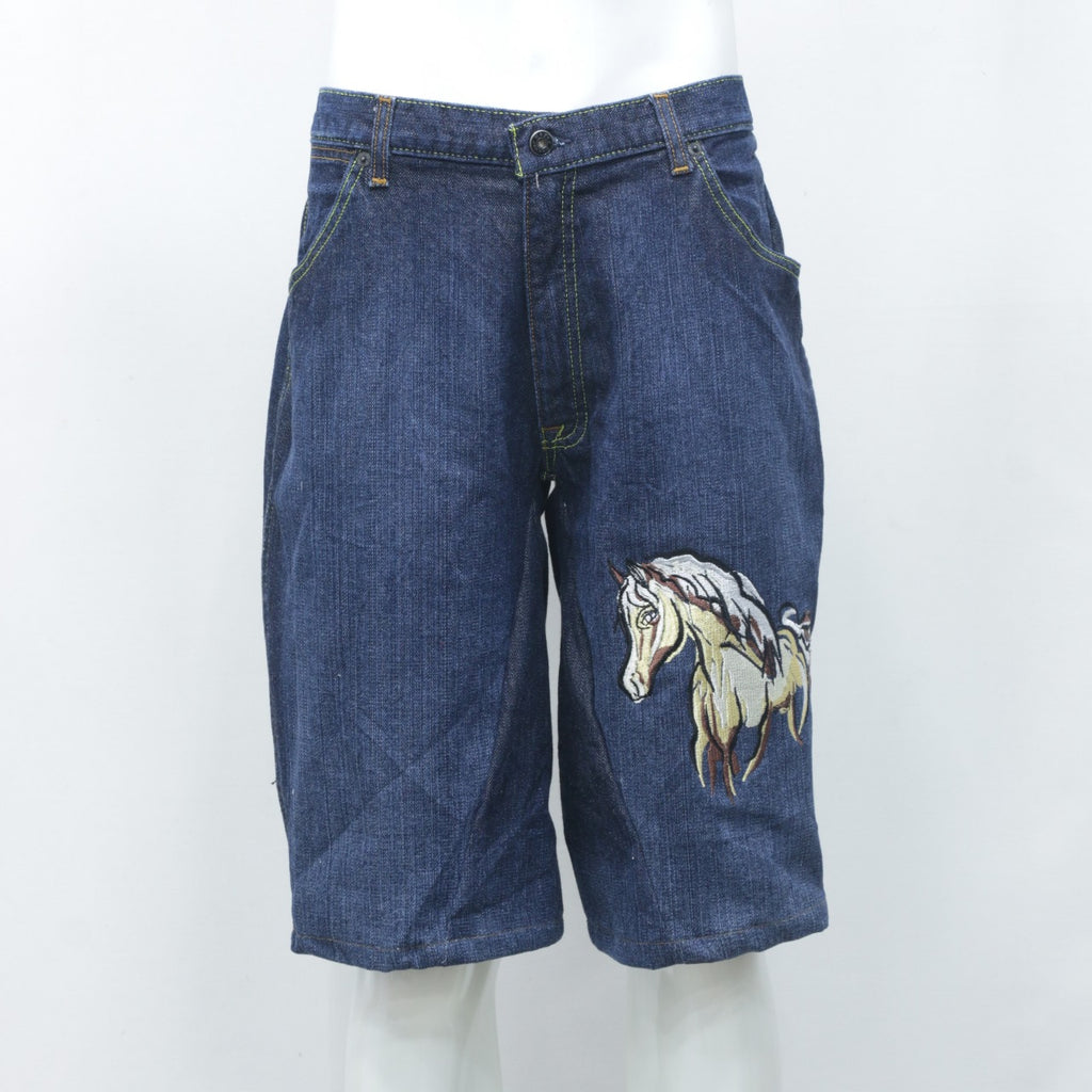 Reworked Denim Shorts with Detailed Embroidery