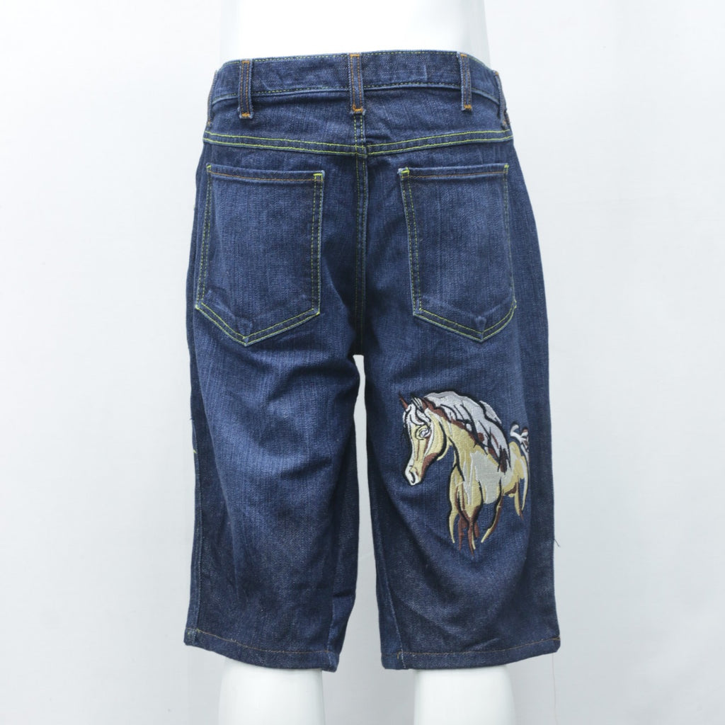 CR2129 Reworked Denim Shorts with Detailed Embroidery