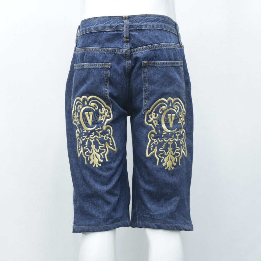CR2129 Reworked Denim Shorts with Detailed Embroidery