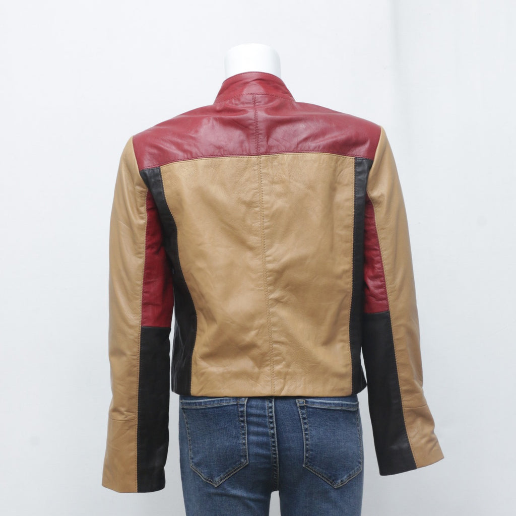 CR2223 Reworked Leather Colorful Jackets For Women