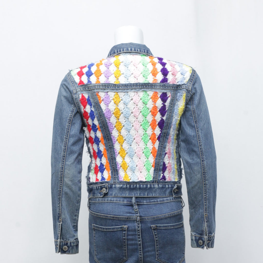 CR22125 Reworked Crochet Denim Jacket