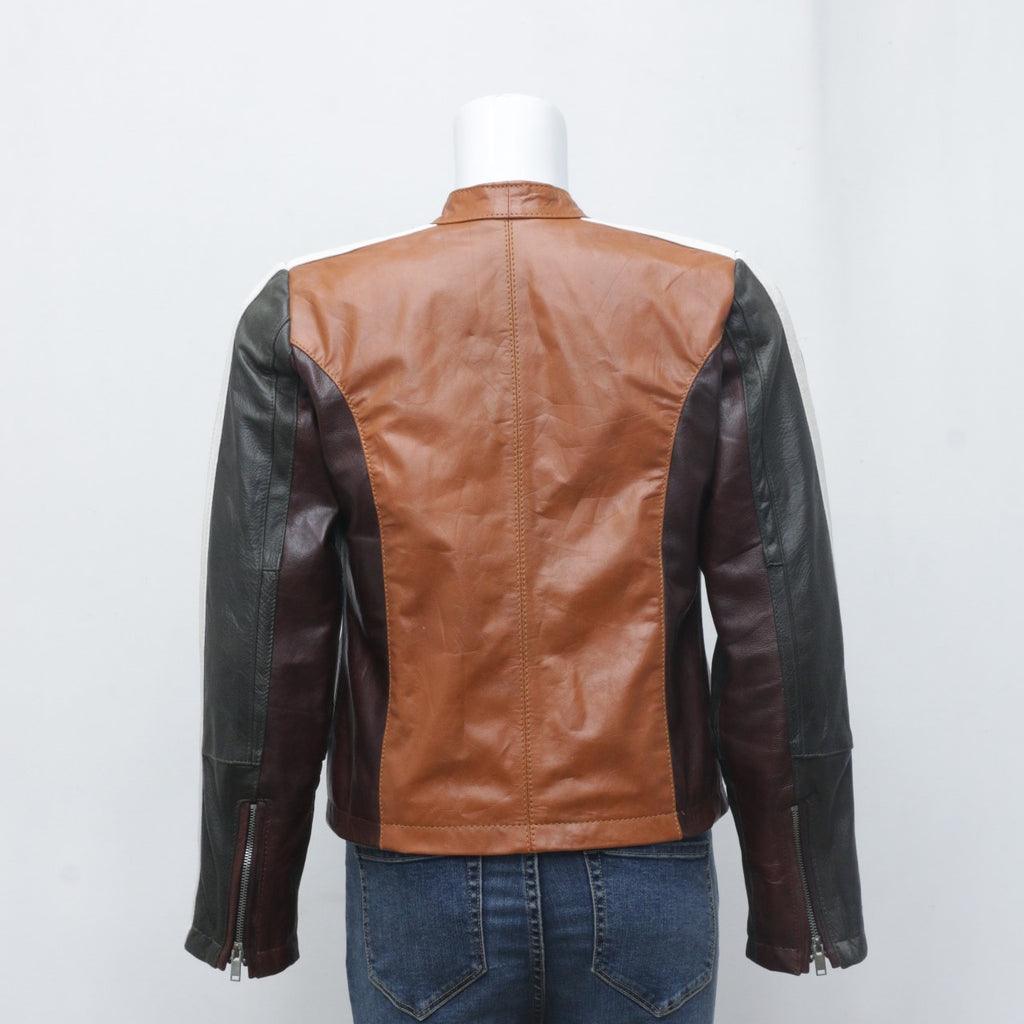 CR2223 Reworked Leather Colorful Jackets For Women