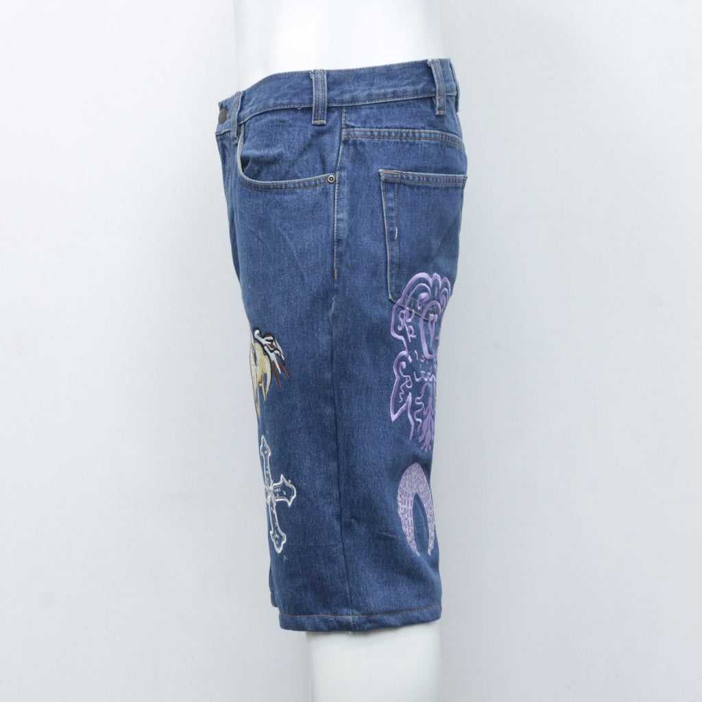 CR2276 Reworked Denim Shorts with Detailed Embroidery