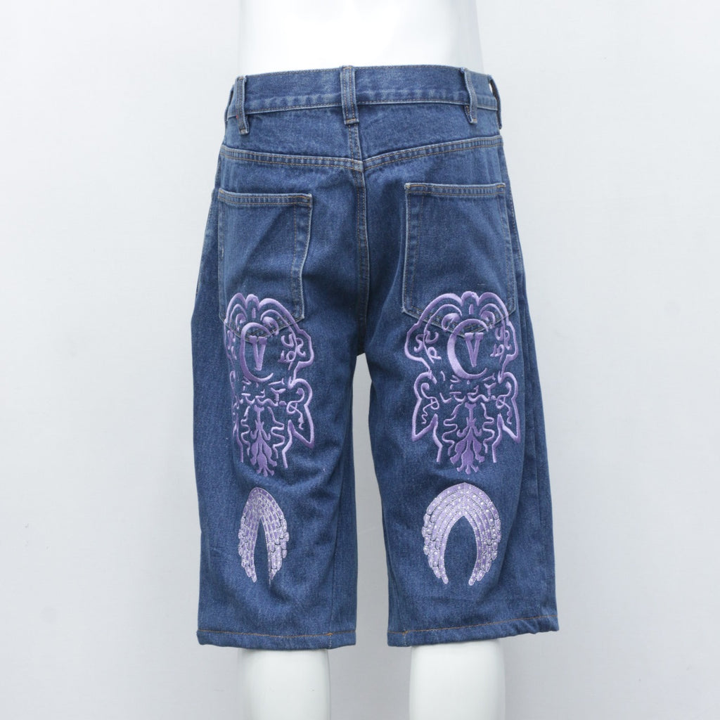 CR2276 Reworked Denim Shorts with Detailed Embroidery