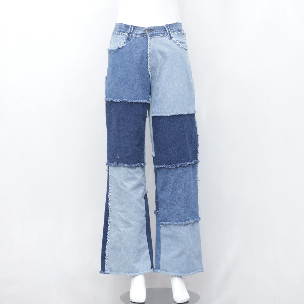 Reworked Denim Patchwork Flare Pant