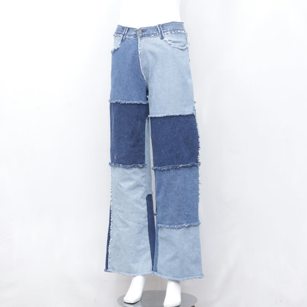CR0059 Reworked Denim Patchwork Flare Pant