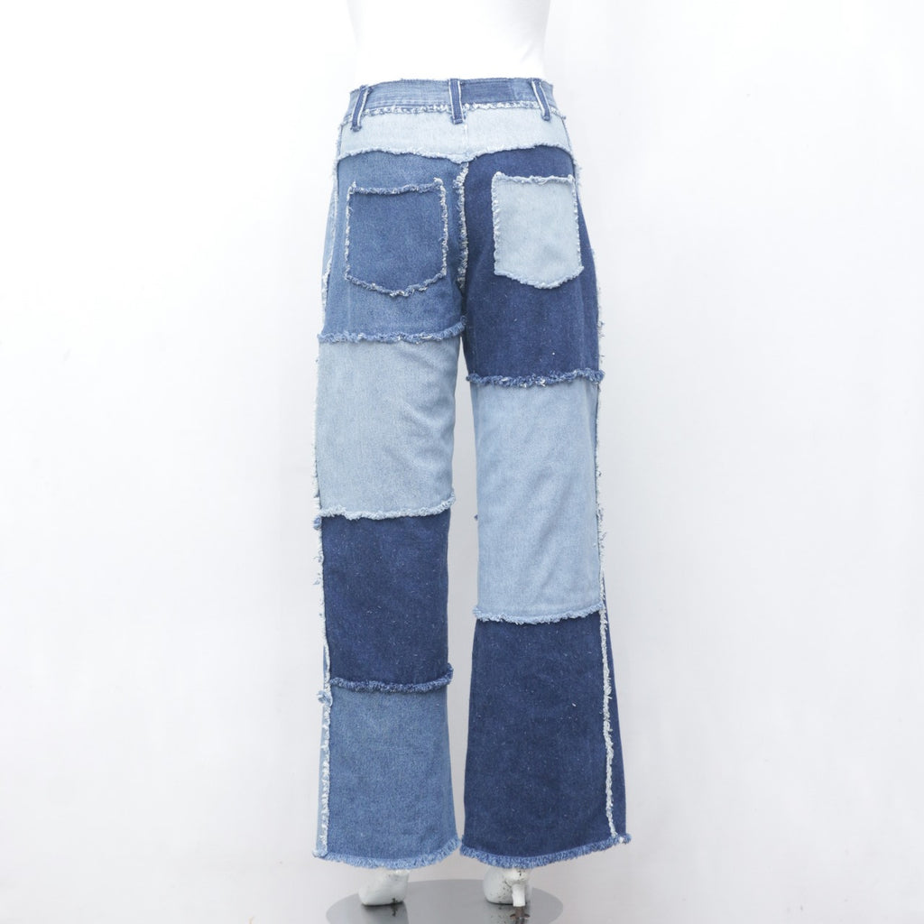 CR0059 Reworked Denim Patchwork Flare Pant