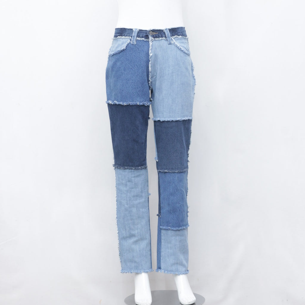 Reworked Denim Patchwork Straight Fit Pant