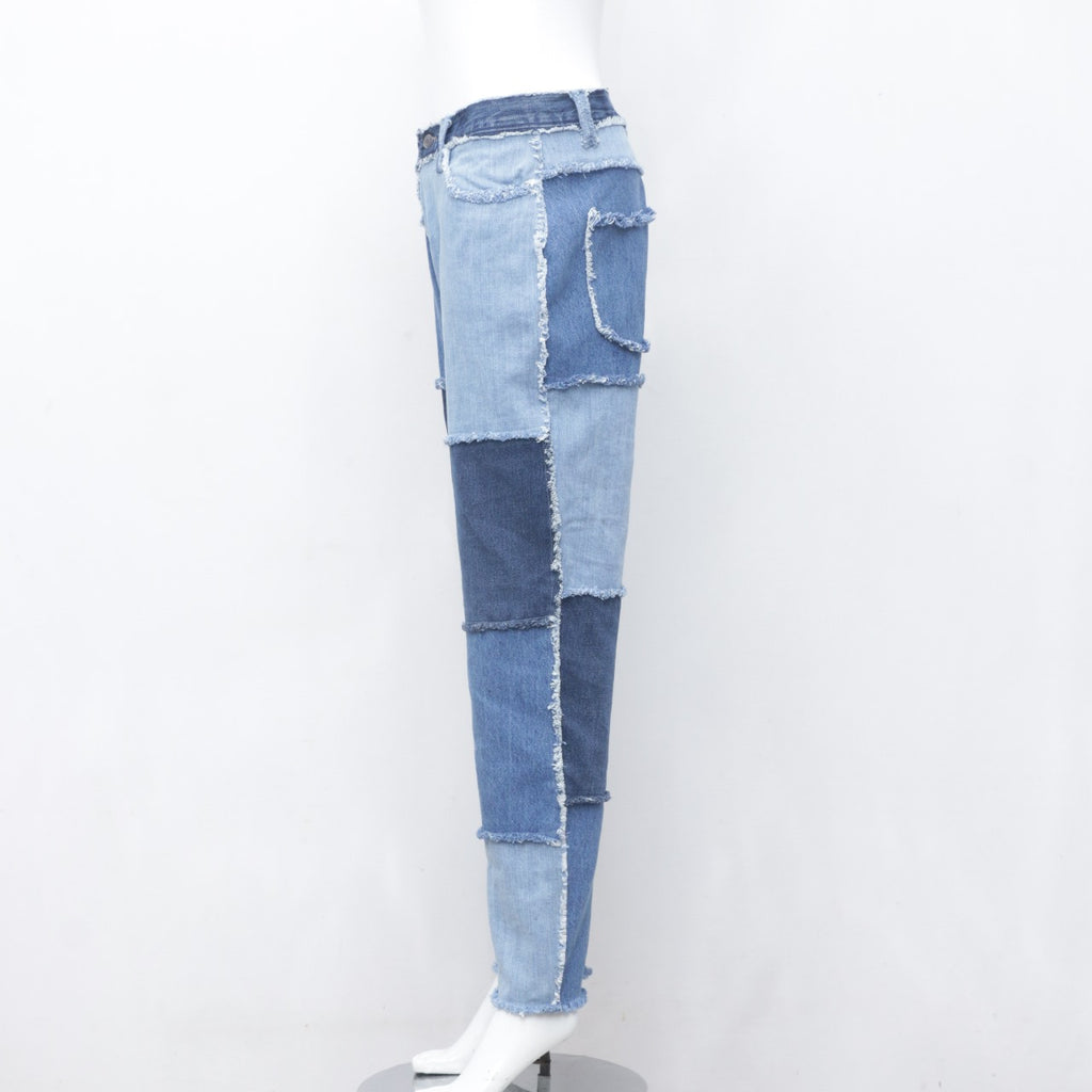 CR0060 Reworked Denim Patchwork Straight Fit Pant