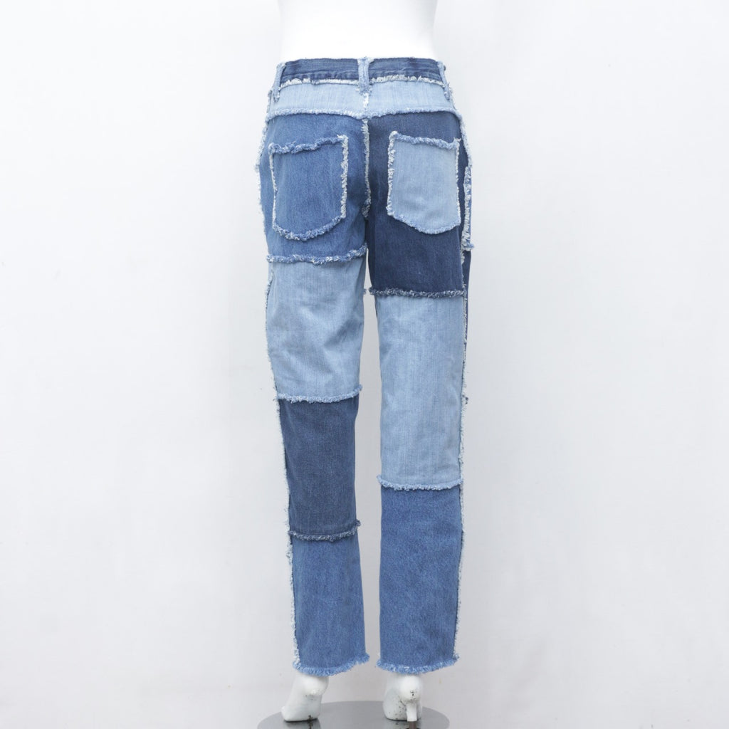CR0060 Reworked Denim Patchwork Straight Fit Pant