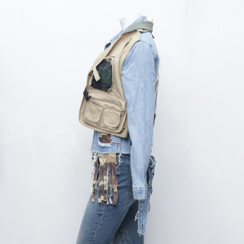 CR0063 Reworked Bomber Style Denim Jacket