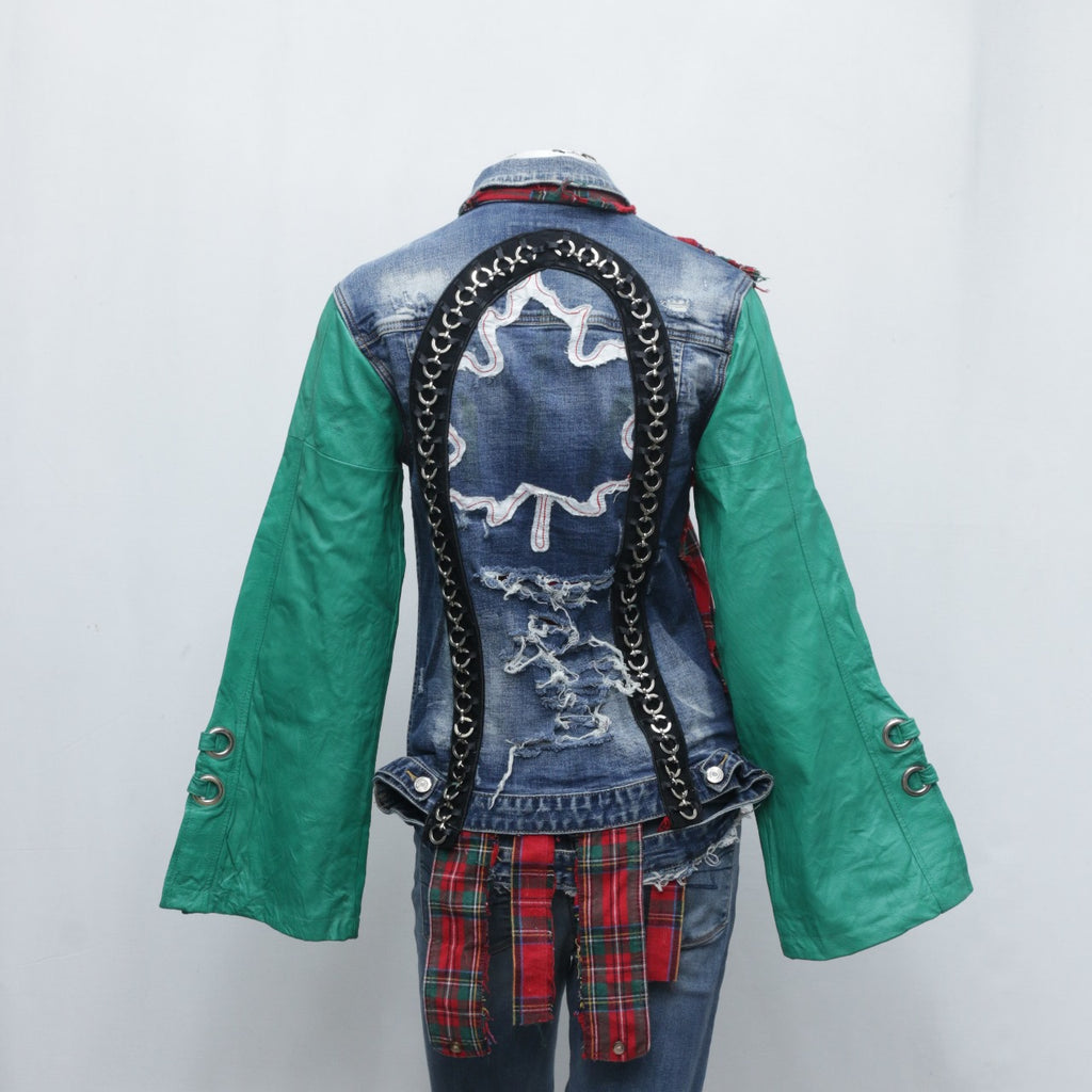 CR0064 Reworked Denim Jacket with Flannel Patch