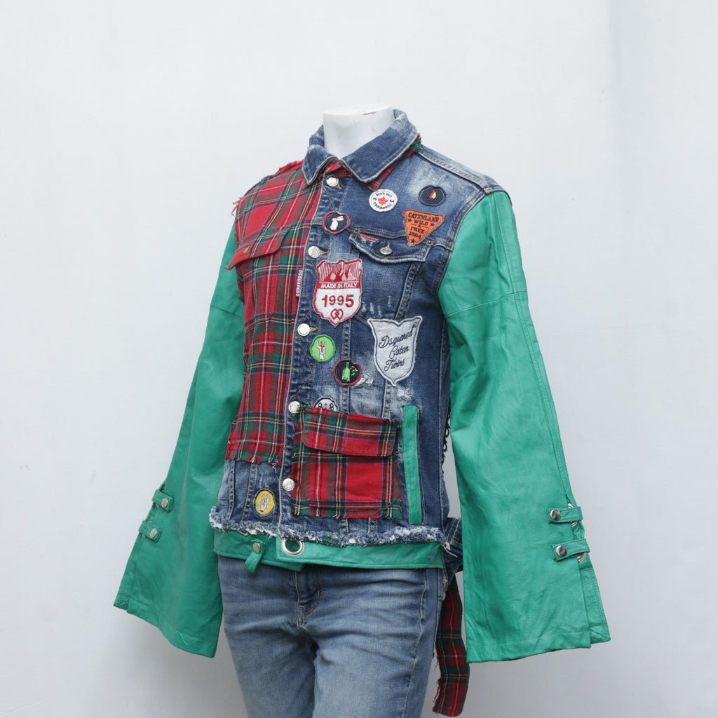 CR0064 Reworked Denim Jacket with Flannel Patch