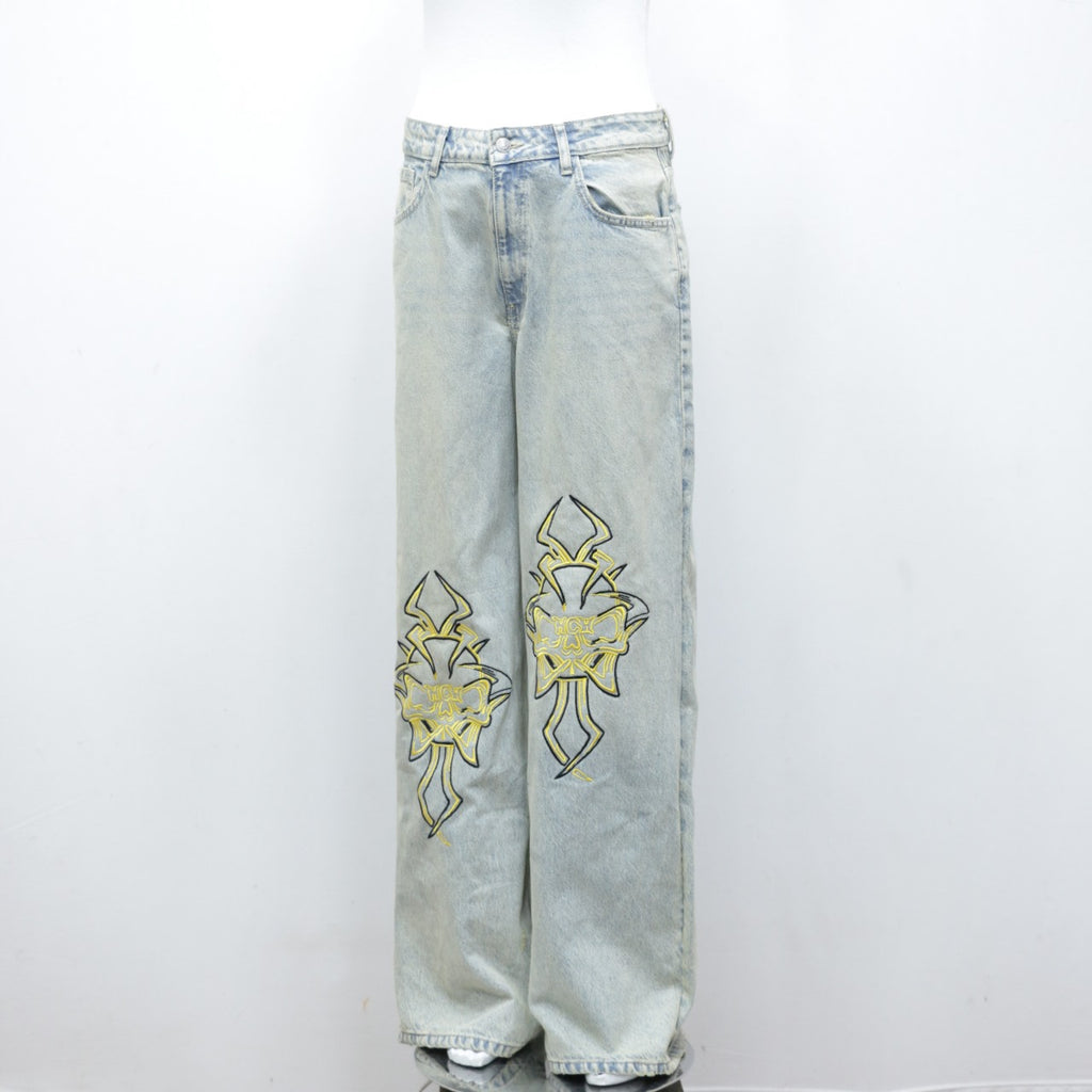 CR2477 Reworked Denim Pant With Detailed Embroidery