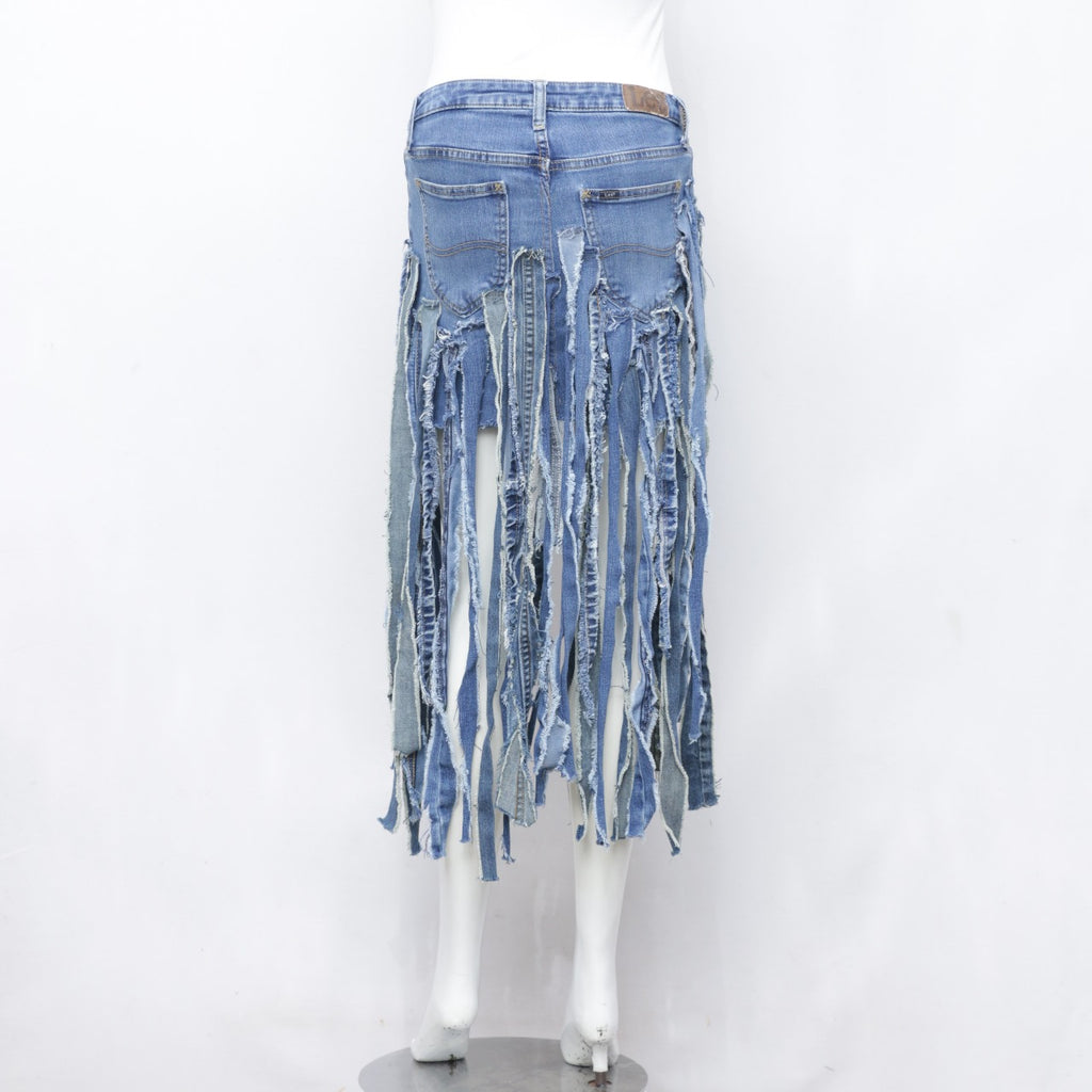 CR0077 Reworked Lee Levi's Fringes Style Denim Skirts