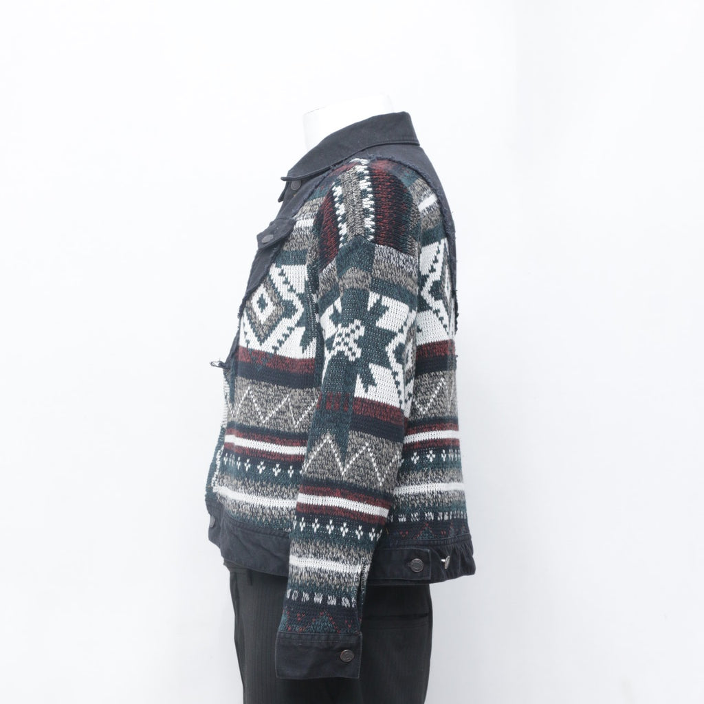 CR0084 Reworked Sweater Patch Denim Jacket