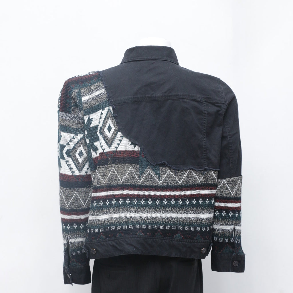 CR0084 Reworked Sweater Patch Denim Jacket