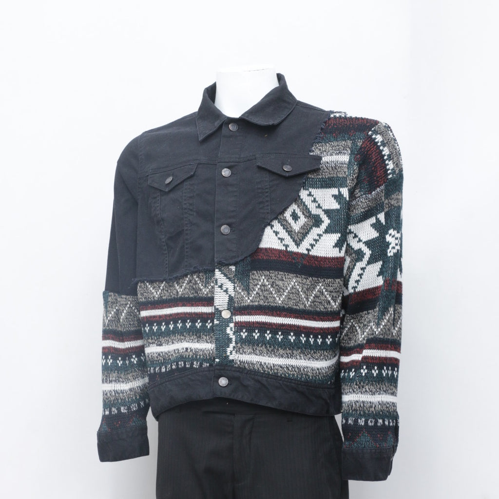 CR0084 Reworked Sweater Patch Denim Jacket