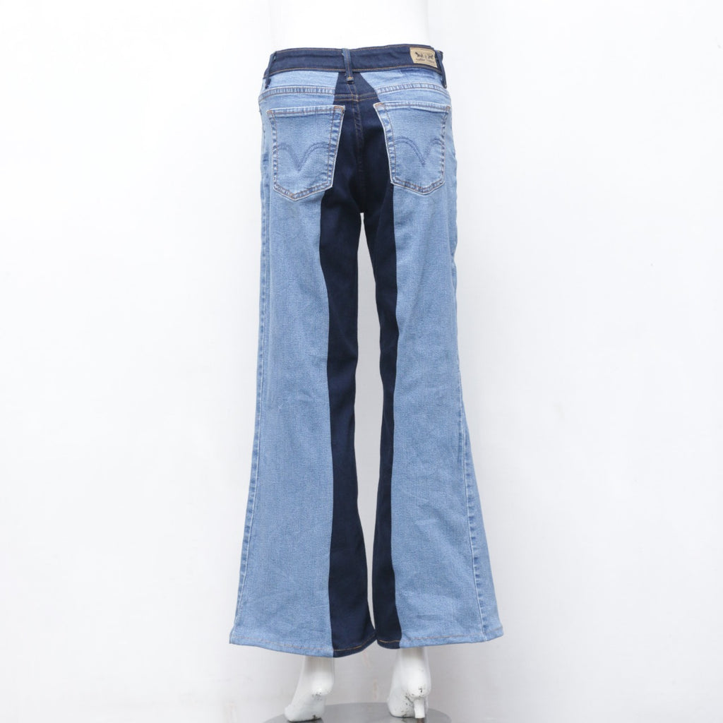 CR0131 Reworked Two Tone Denim Flare Pant