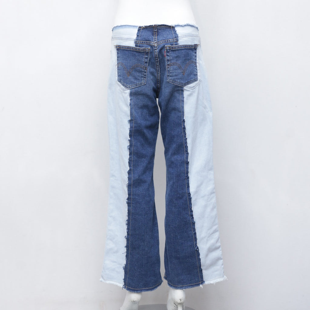 CR0132 Reworked Two Tone Denim Flare Pant