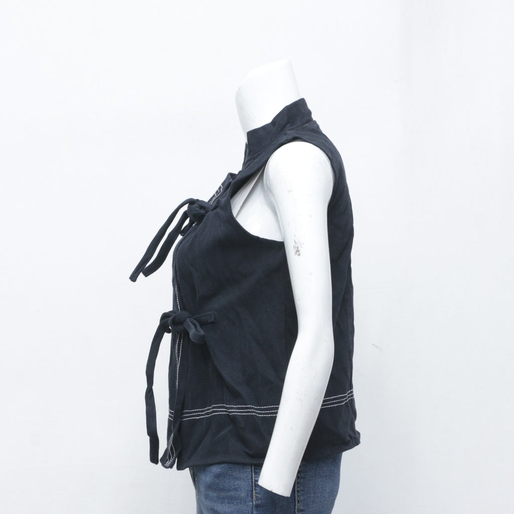 CR3143 Reworked Denim Sleeveless Wrap Top