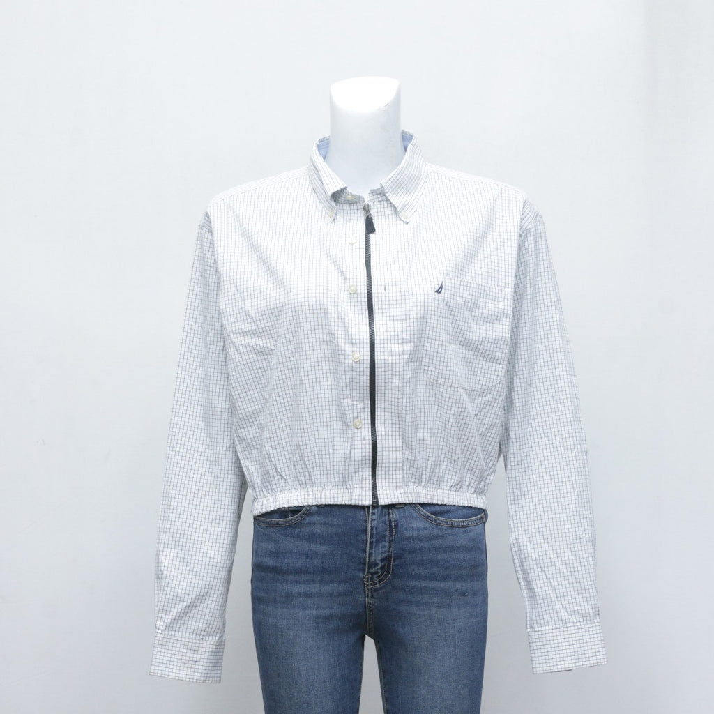 Reworked Nautica Zipper Crop Shirt