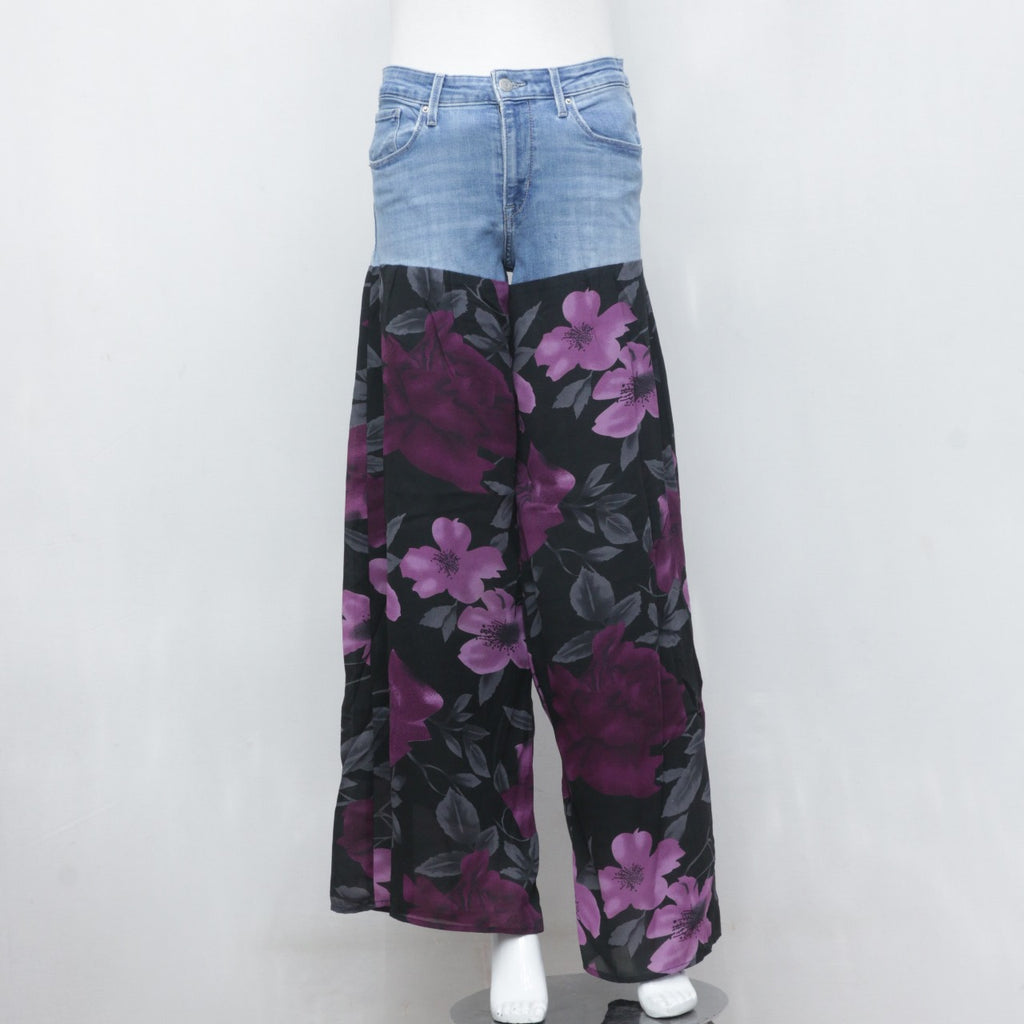 Reworked Ladies Levi's Denim Pants With Inserted Flares