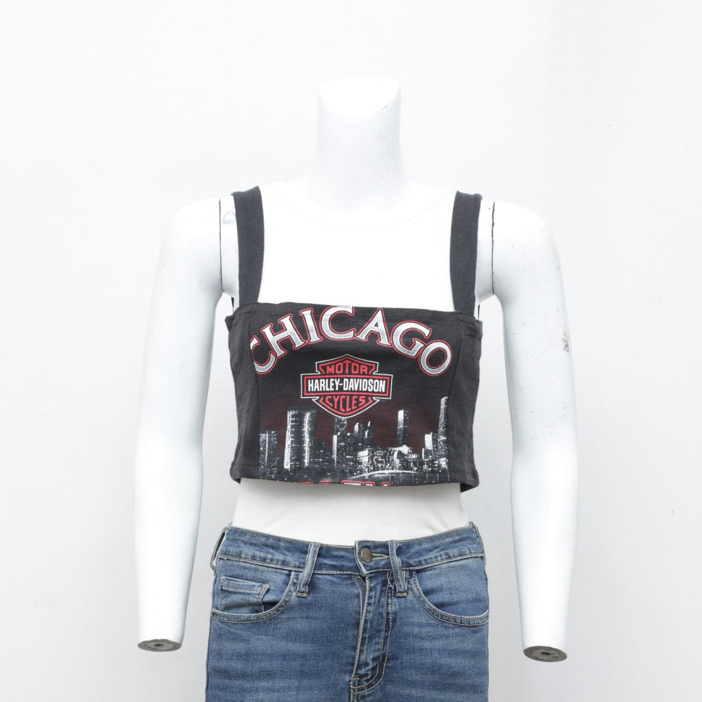 Reworked Harley Davidson Crop Blouse Top