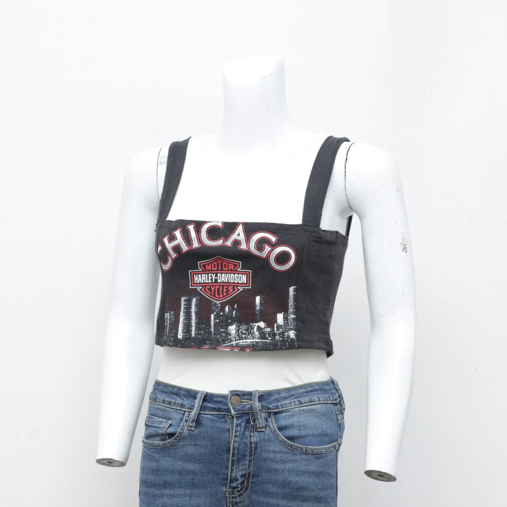CR3284 Reworked Harley Davidson Crop Blouse Top