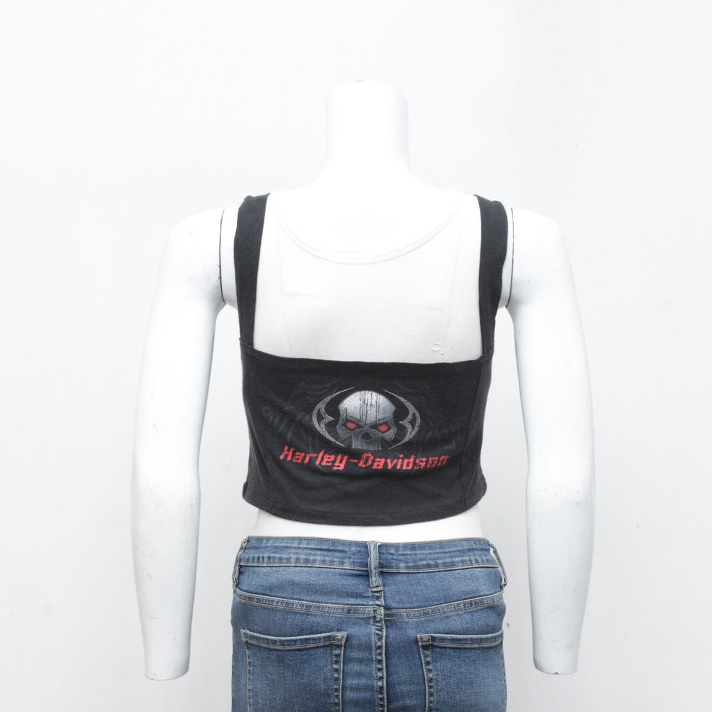 CR3284 Reworked Harley Davidson Crop Blouse Top