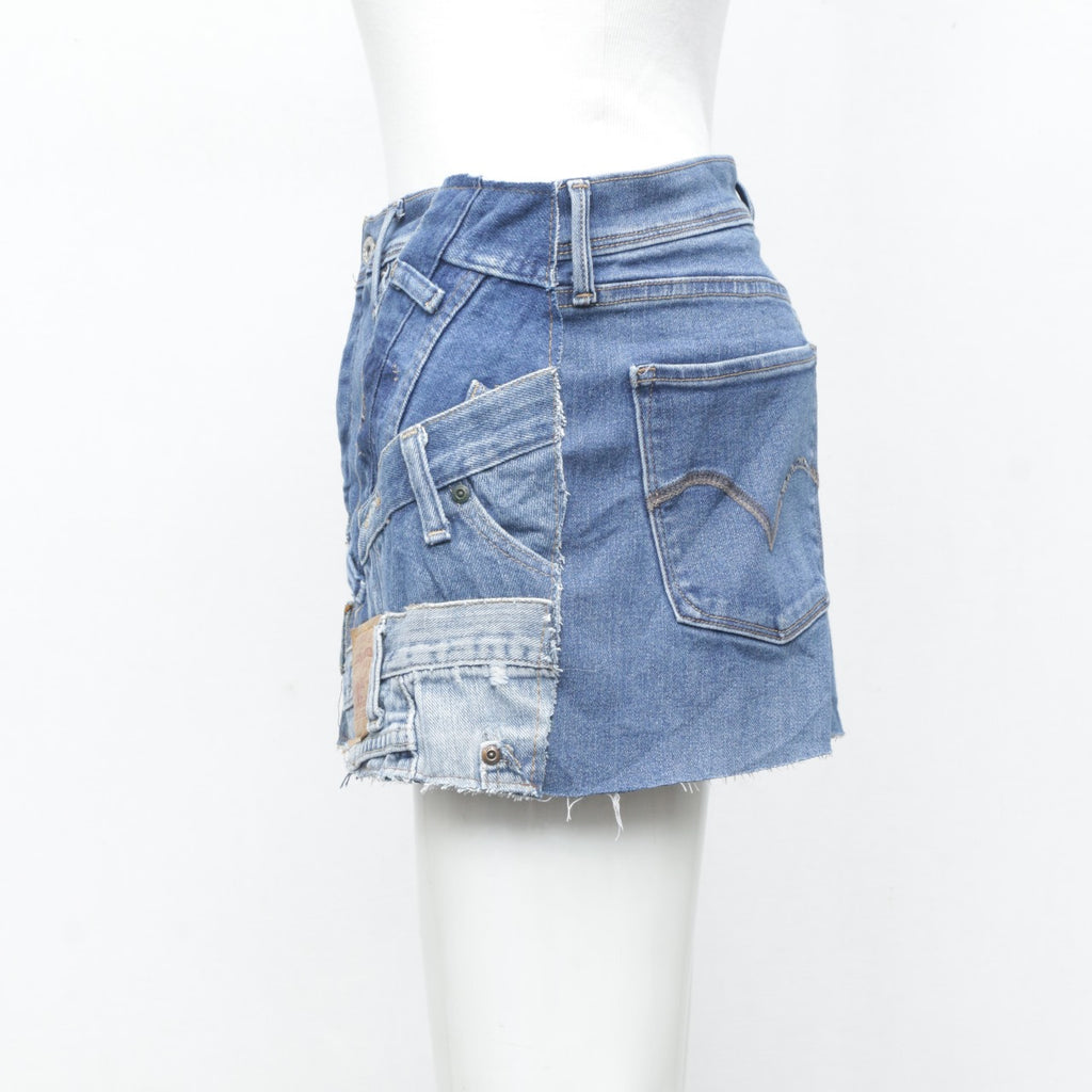 Levi's remake patch work skirt Reworked Levi's Denim Patchwork