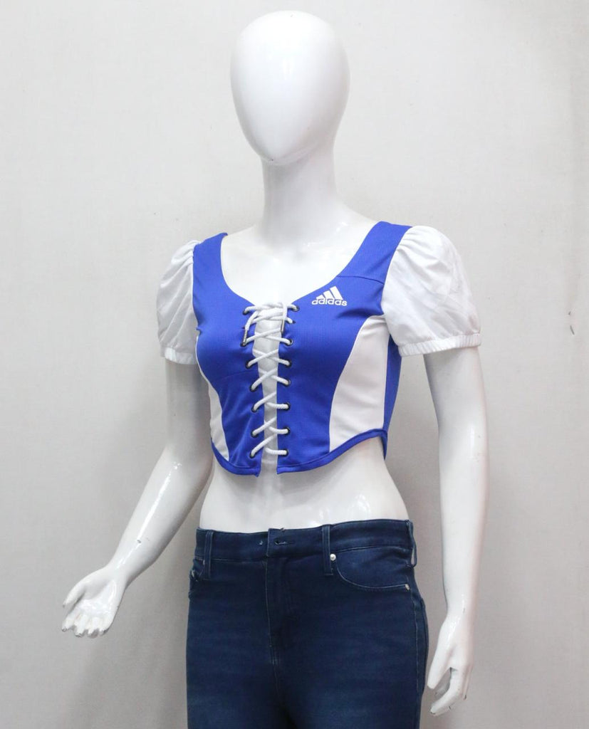 CR1819 UPCYCLED CORSET PUFF SLEEVE TOP