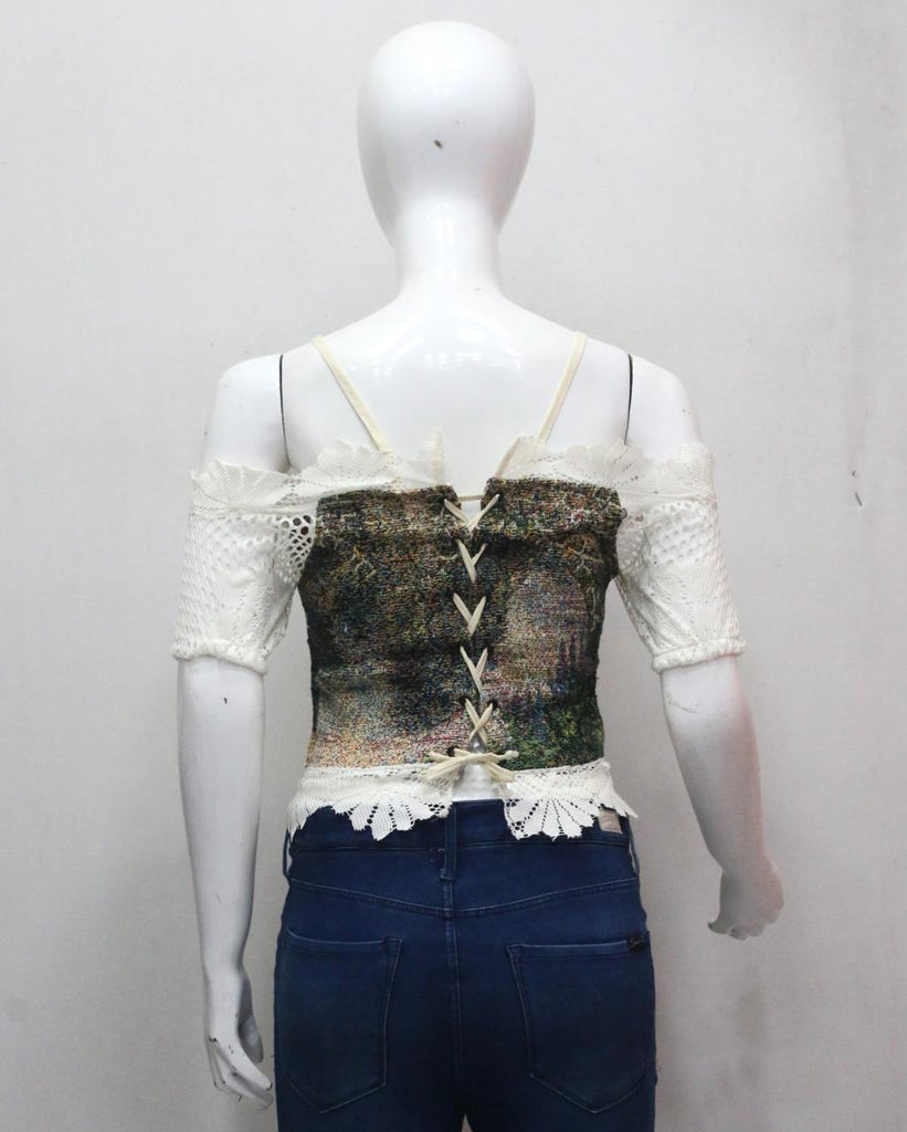 CR1820 UPCYCLED TAPESTRY LACE CORSET TOP