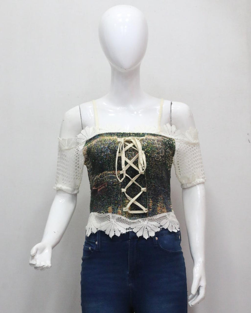 CR1820 UPCYCLED TAPESTRY LACE CORSET TOP