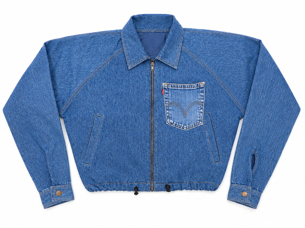 CR2197 UPCYCLED LEVI’S POCKET ZIP-UP DENIM JACKET