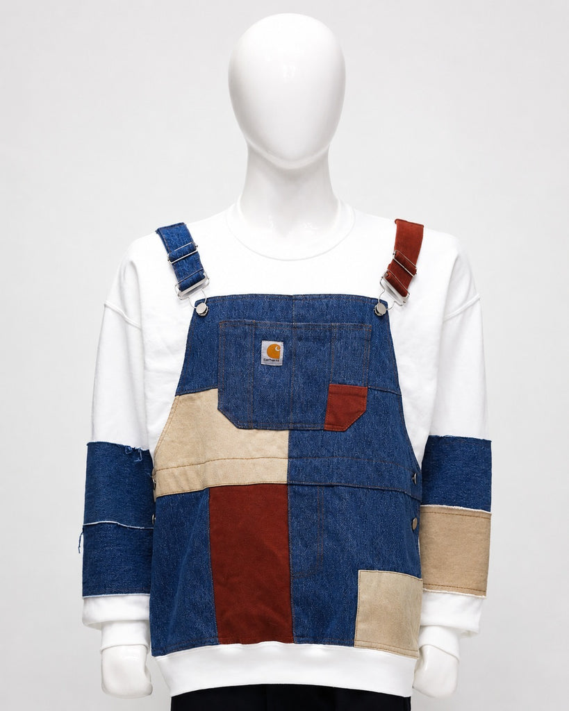 CR2201 UPCYCLED CARHARTT PATCHWORK OVERALL SWEATSHIRT