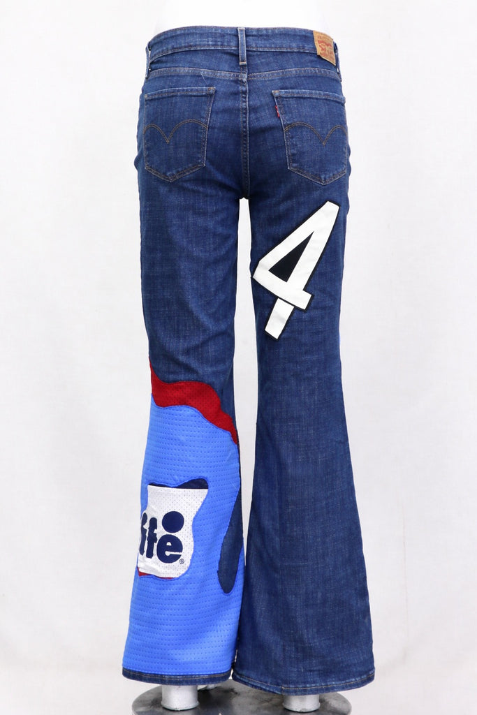 CR1303 Patchwork Graphic Flare Jeans – Rework Streetwear Denim