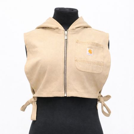 CR2051 Upcycled Cropped Hooded Denim Utility Vest
