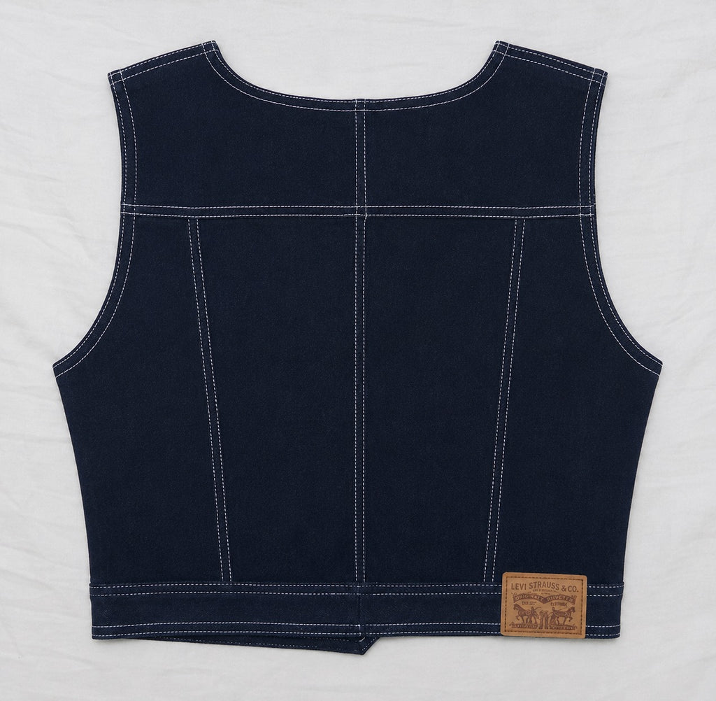 CR2206 UPCYCLED ASYMMETRIC DENIM CORSET VEST